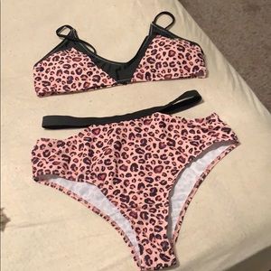 Never worn high waisted pink leopard bikini
